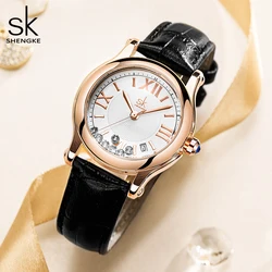 Shengke Fashion Diamond Women Watches New Luxury Leather Strap Woman Quartz Wrist watches Gift Clock for Lady Relogio Feminino