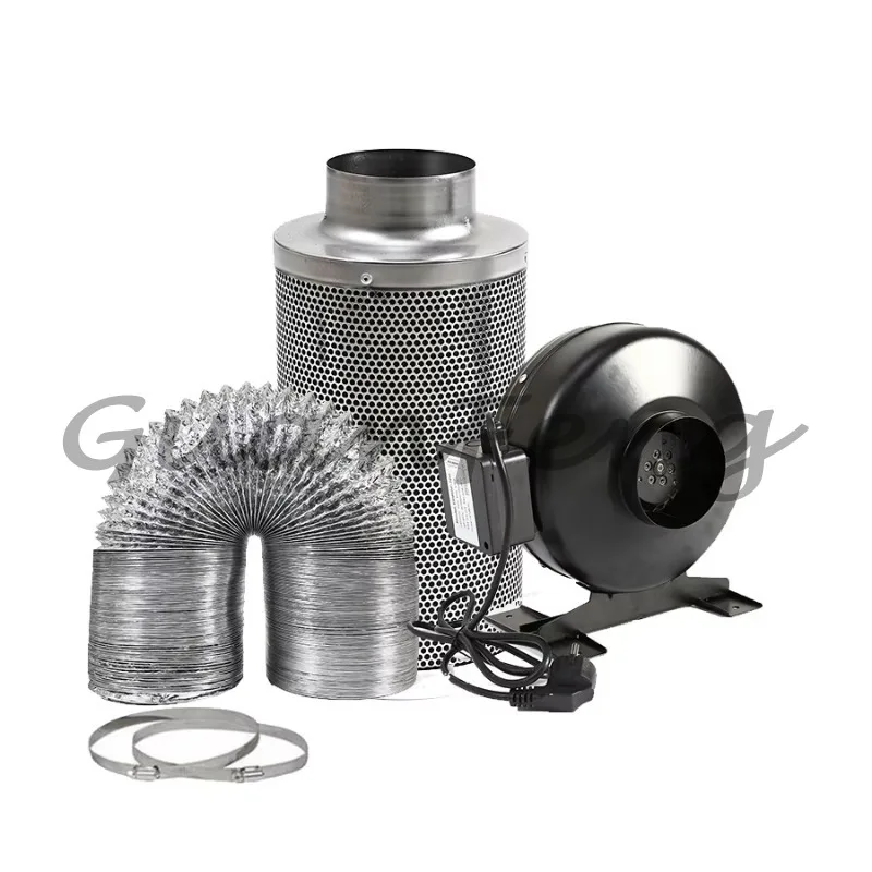 8-Inch Steel Duct Ventilation System Kit with Carbon Filter Hydroponic Plant Planting Greenhouse Garden Supplies - Green
