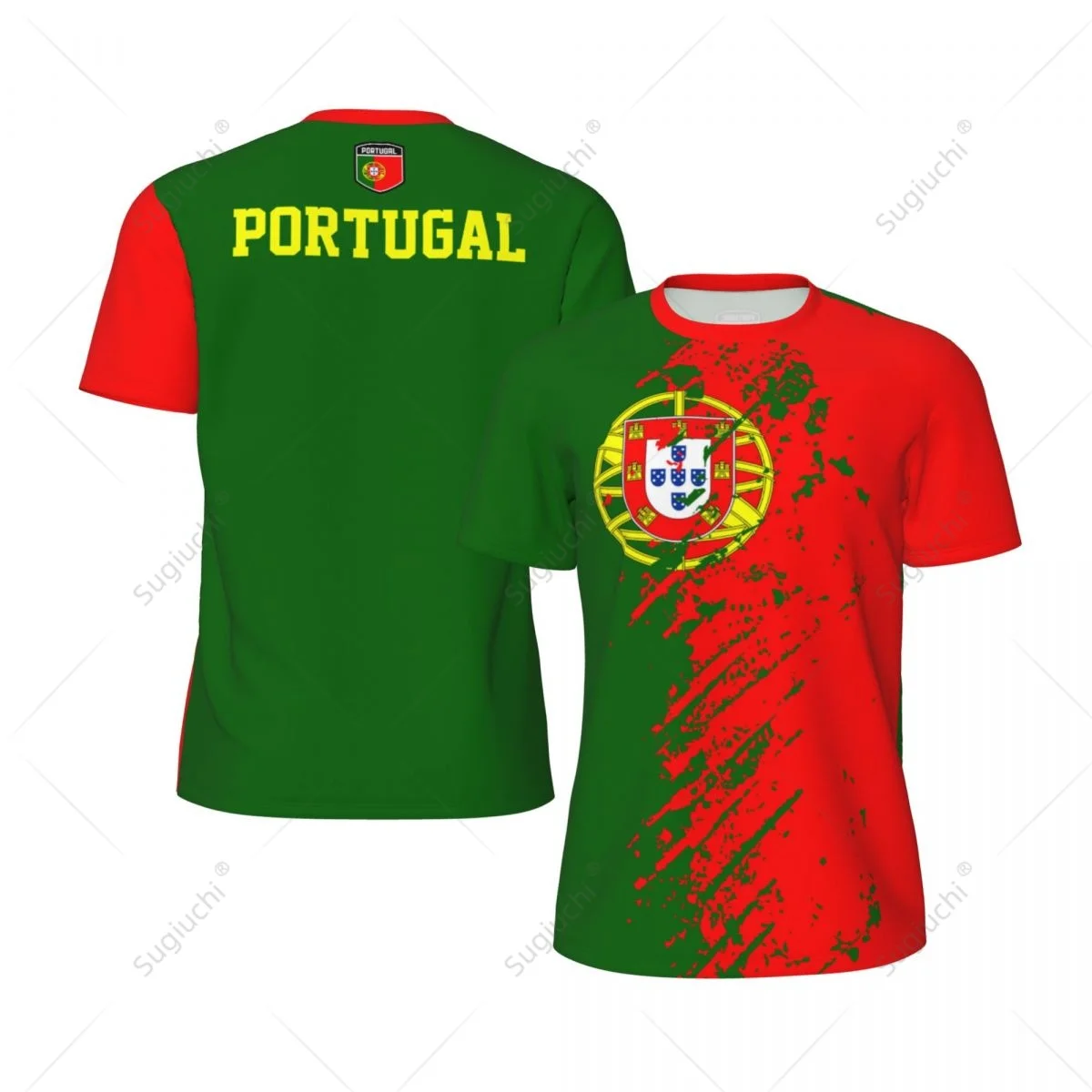 Exclusive design Portugal Flag Grain 3D Printed Men For Running Bike Soccer Tennis Fitness Sports tshirt Mesh Fans Short T-shirt