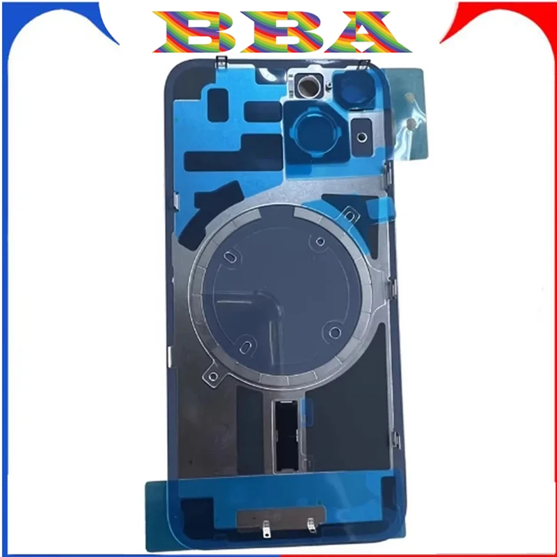 3PCS OEM Battery Back Cover Glass With Iron Plate Magnetic Ring For Mobile Phone 14 Plus 15 Plus Pro Max Ultra Rear Door Housing