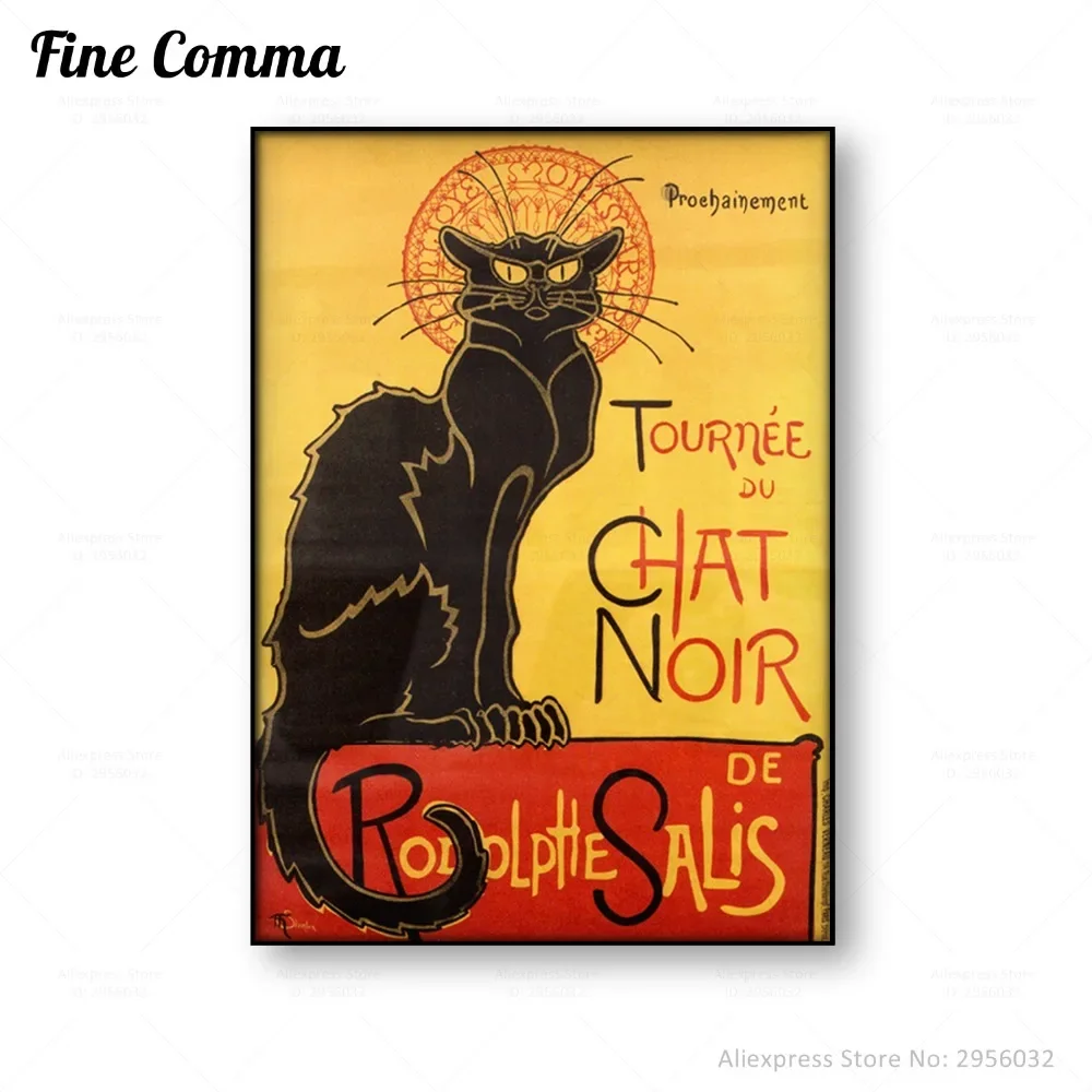 Tournee du Chat Noir Theophile Alexandre Steinlen Le Chat Noir The Black Cat Canvas Print Poster Wall Art Home Decor Picture Art