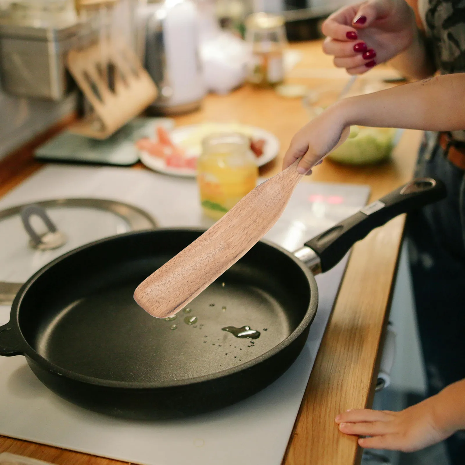 Wooden Spoon Sourdough Stirring Stick Multipurpose Cooking Tool Baking Spatula Large Wooden Flat Turner Scraper Sourdough