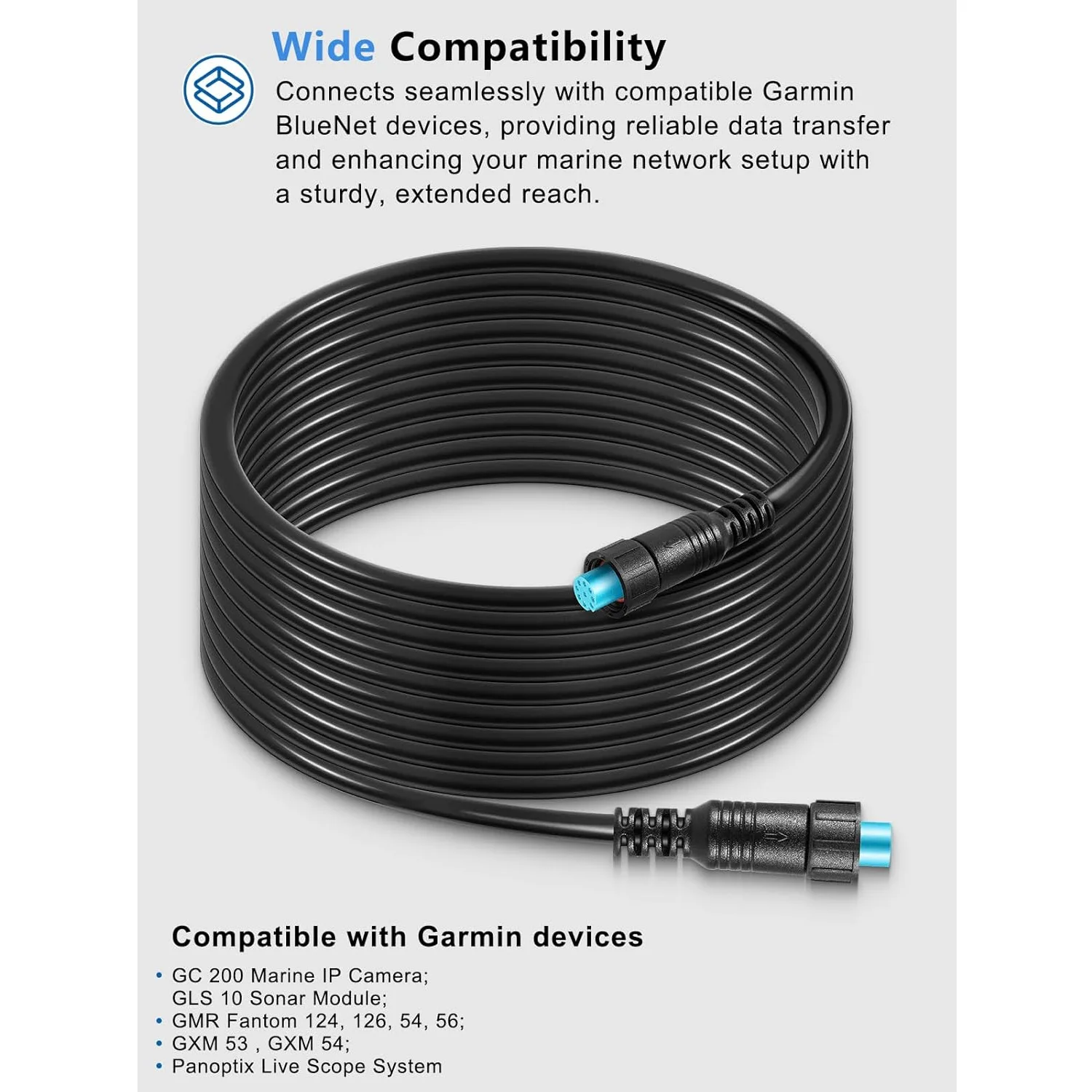 010-12528-01 Marine Network Cable,for BlueNet Network Cable 20 Feet ,   Garmin GC 200, GLS 10, GMR Fantom 124/126/54/56, GXM 53