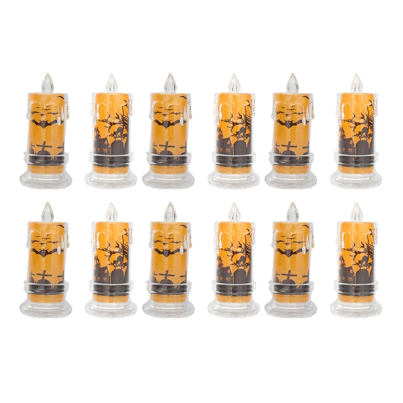 

12Piece Halloween Candle Halloween Flameless Candles Light Decorative LED Candle Lamp