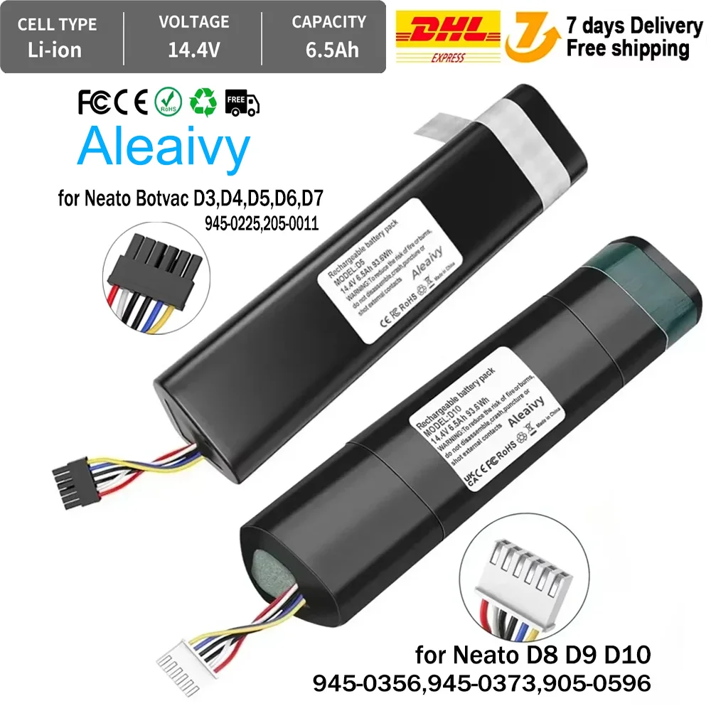 

Replacement Battery 14.4V 6500mAh for Neato D3 D4 D5 D6 D7 for Neato D8 D9 D10,945-0356,945-0373,905-0596 Vacuum Cleaners