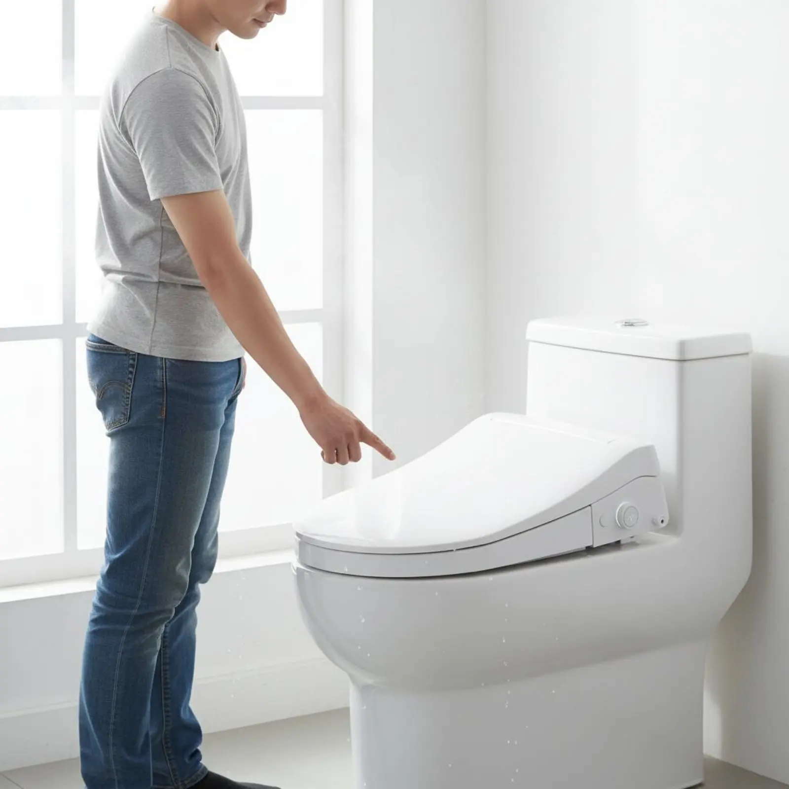 Smart Toilet Seat Soft Close Front Spray Toilet Seat Bathroom Fixture Hands Unrestricted view 6