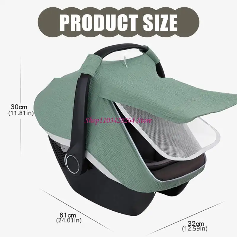 غطاء مقعد السيارة للرضع من القطن القابل للتنفس، مظلة حماية 360 درجة