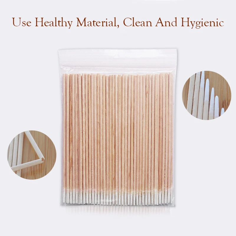 300Pcs Nails Wood Cotton Swab Clean Sticks Buds Tip Wooden Cotton Head Manicure Detail Corrector Nail Polish Remover Art Tools