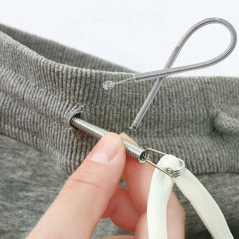 Bendable Spring Drawstring Threader Clip Pants Hoodies Elastic Band Lace Cord Flexible Drawstring Thread DIY
