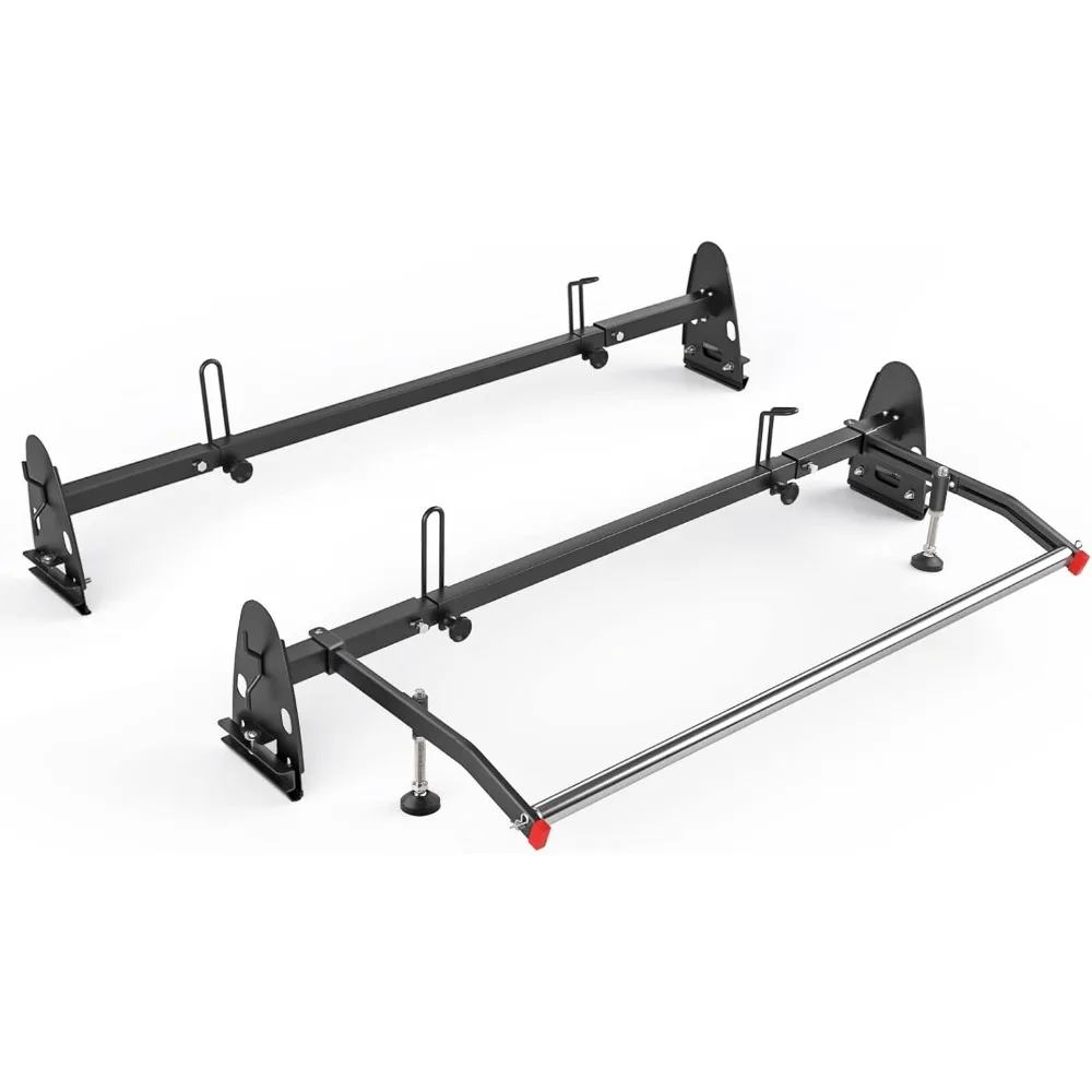 

AA-Racks Model RX27 Fullsize Steel Two-Bar Van Ladder Roof Rack with Rear Cargo Roller - Black