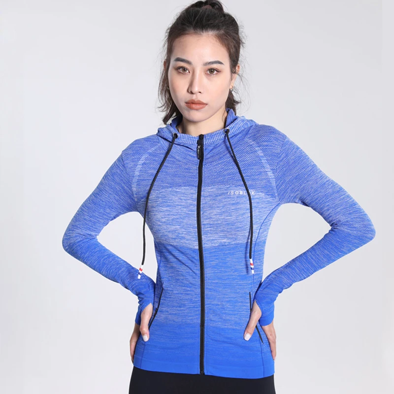 

Women's Autumn Running Hoodie Shirt Plus Size Zipper Jacket Quick Dry Sweatshirt Women Dyeing Sportswear Gym Fitness Yoga Shirt