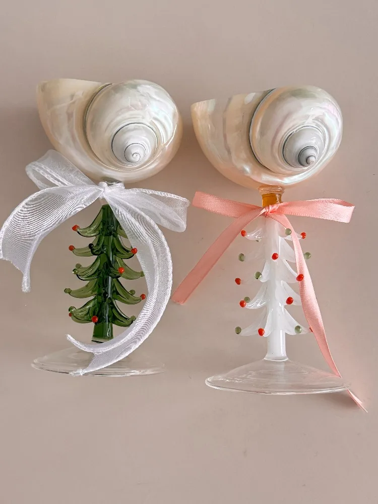 Unique Seashell-Shaped Glass Goblet Set, Christmas Gift for Kids, Creative Highball Cups for Home Bar Decor, Drinkware Cup Set