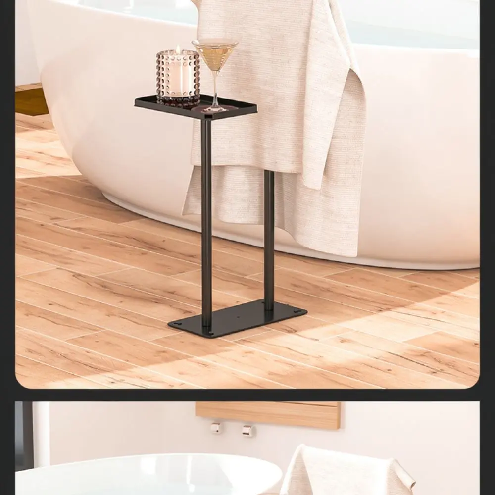 Bathroom Metal Towel Holder Stand Free Standing Organizer Rack Double Bar Storage Shelf Modern Furniture