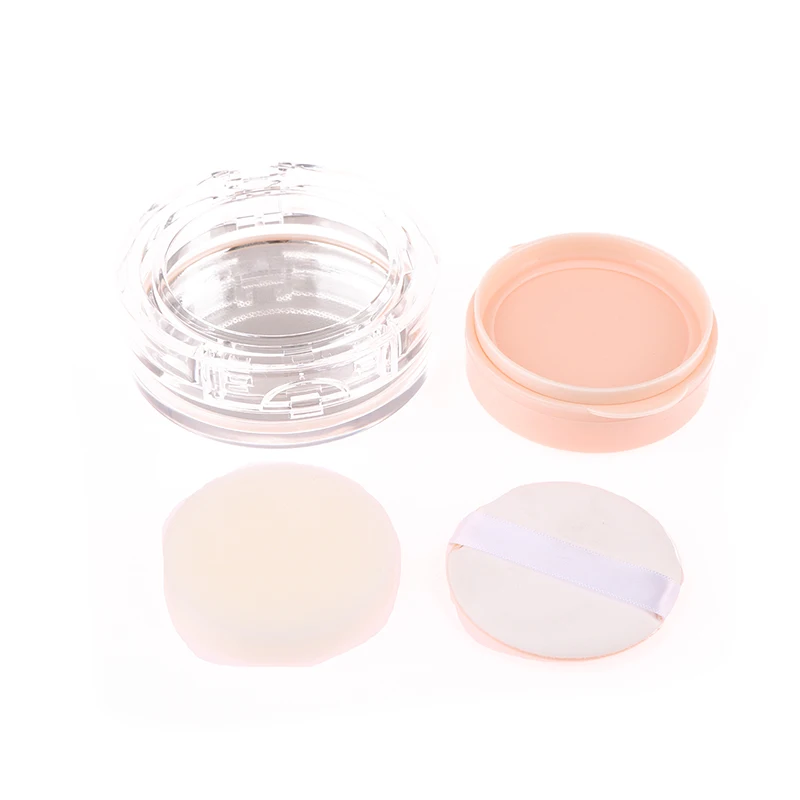 1PC Empty Loose Powder Box Portable Makeup Powder Subpackage Case With Mirror Foundation Powder Puff Jar For Ladies