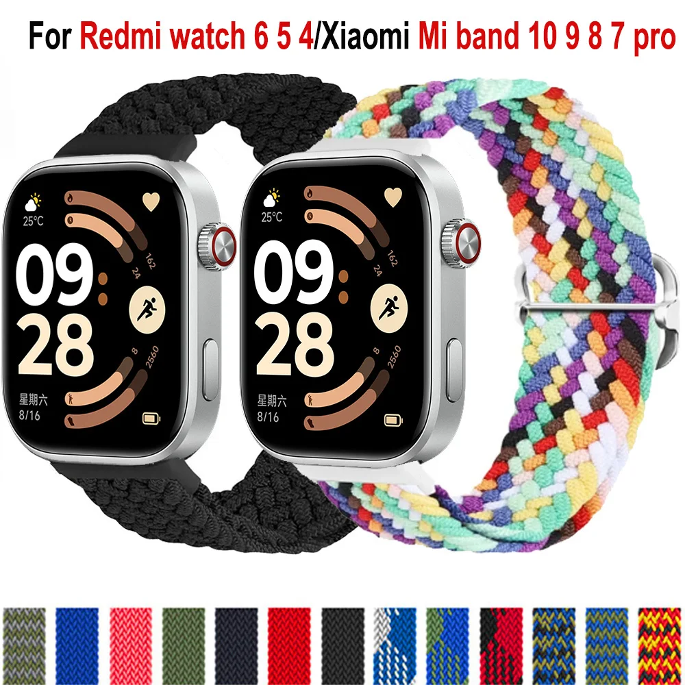 �y�Z�[�����zXiaomi Mi Band 10 7 9 8 Pro�p�i�C�����X�g���b�v �L�k���݂ȕ҂ݍ��݃\�����[�v�����p�u���X���b�g Correa Redmi watch 4 5 6�Ή�
