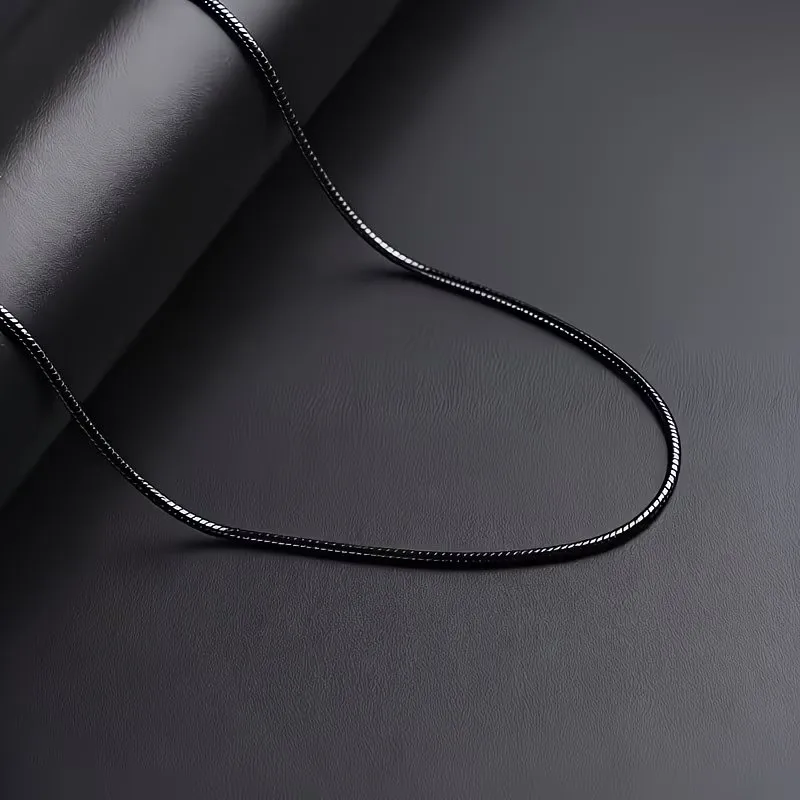 Modische Minimalistische Schwarze Edelstahl-Schlangenkette Halskette für Frauen Klassischer Minimalistischer Metallketten-Schmuck Geschenke – Detail 3