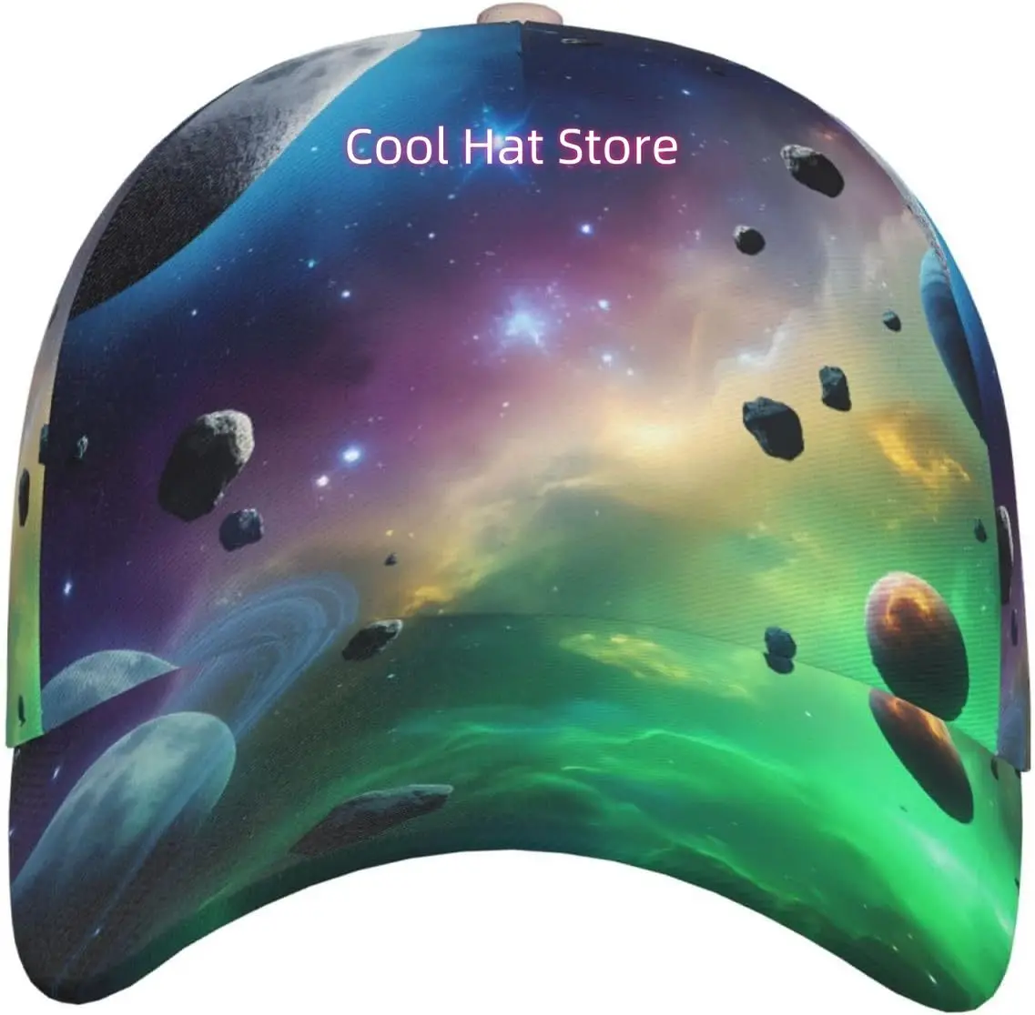 Cosmic Planetary Dance Pattern Baseball Cap Adjustable Cotton Baseball Hat for Sports, Outdoor, Travel Gifts for Men Black