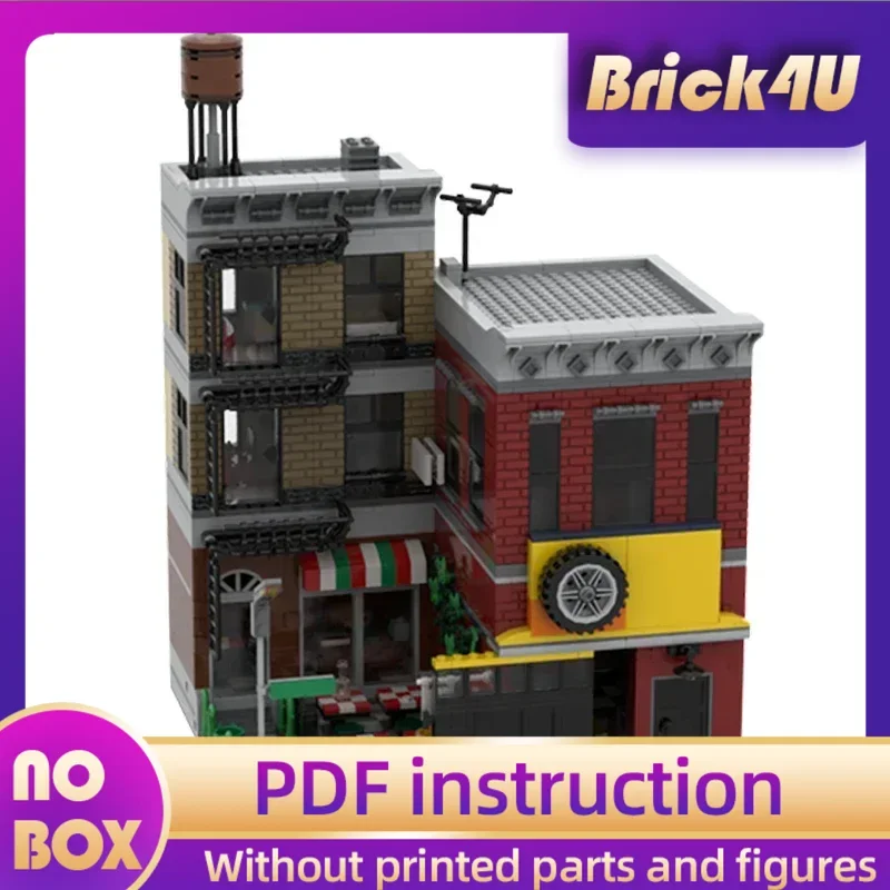 

Moc Building Blocks Modular Street View Tuning Workshop Technical Bricks DIY Assembly Construction Toys For Childr Holiday Gifts