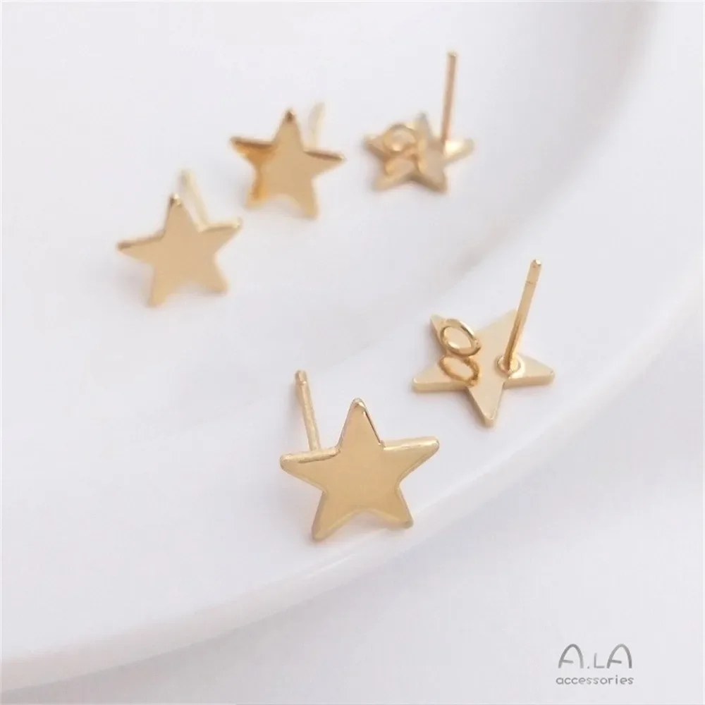 

14K Gold Wrapped Five Pointed Star Shaped Pendant 925 Silver Needle Earrings, Handcrafted DIY Earrings, Accessory Materials E099