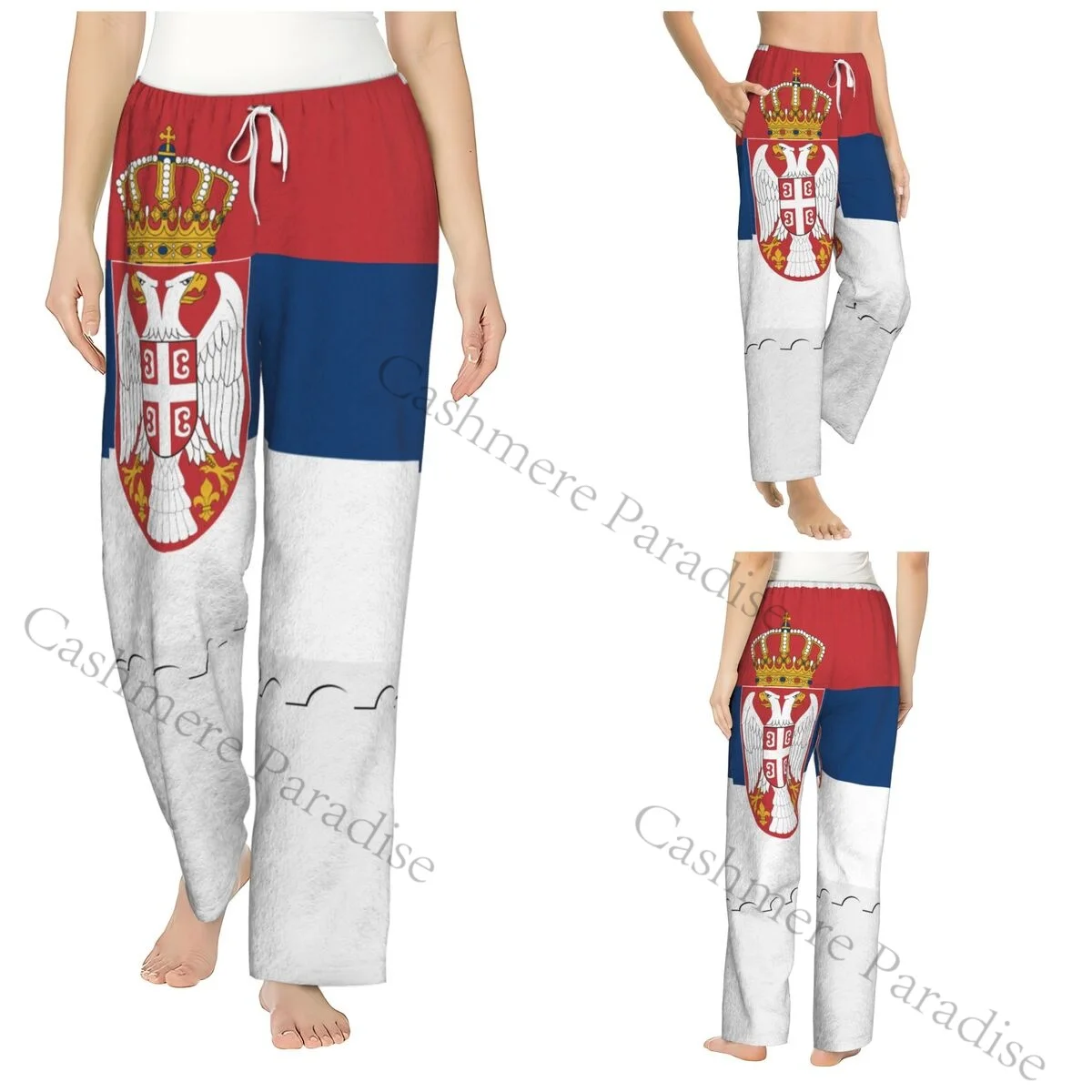 

Serbia Flag Warm Women Pajama Pants Flannel Sleep Bottoms Soft Fleece Loungewear