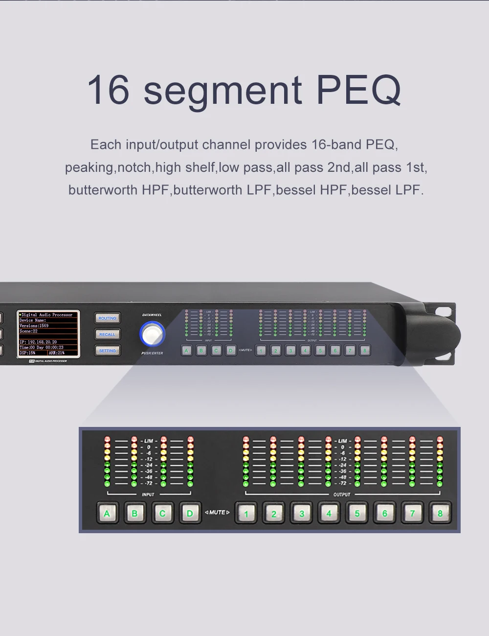 4 Input 8 Output DSP Audio Speaker Management Digital Audio Processor with FIR Processor Audio Sound Equipment