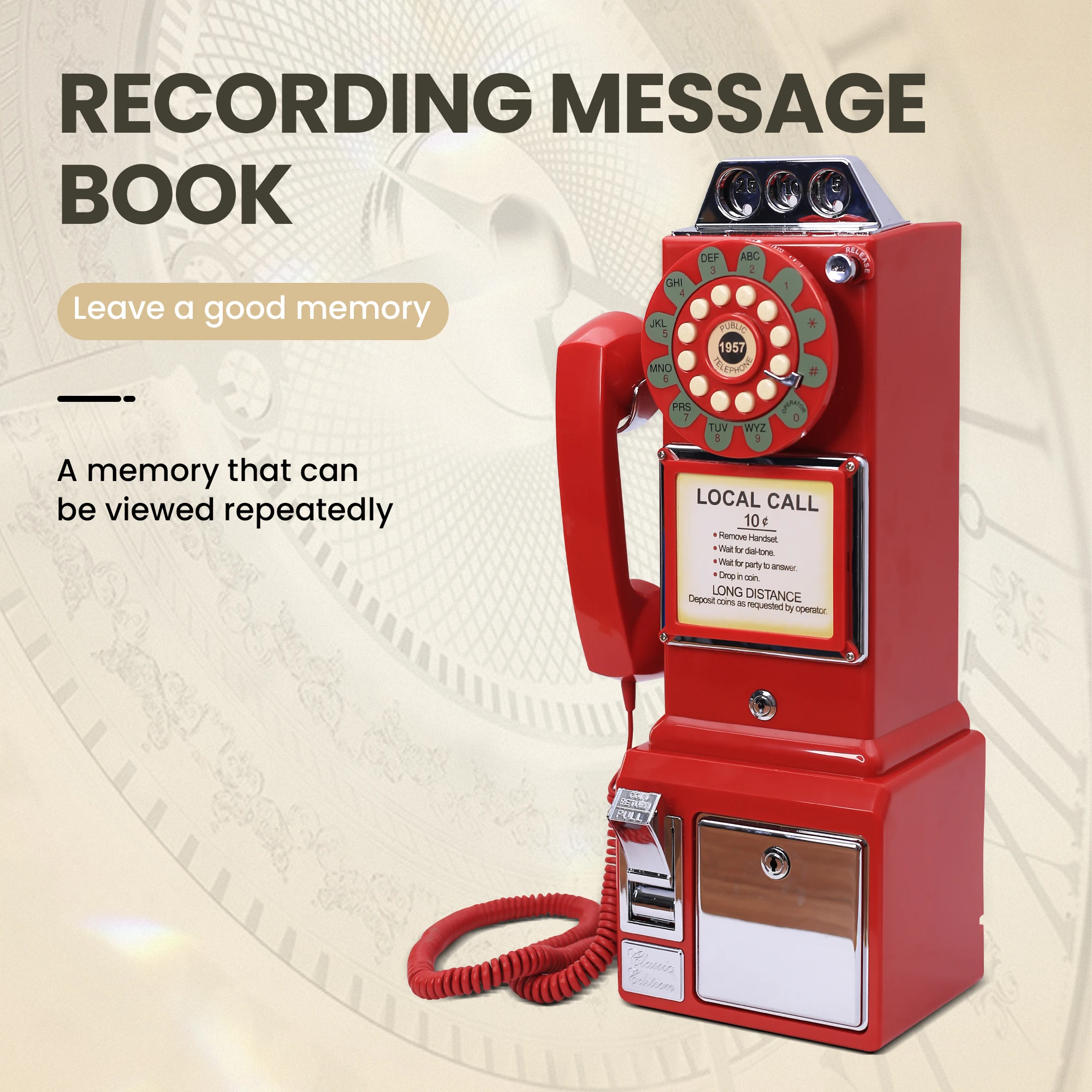 Retro Wall Phone Customized Audio Wedding Message Book Wall style Message Book Wedding Party Party Recording Customized Voice Me