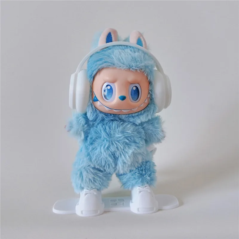 15 17cm para muñeca Labubu deportes al aire libre Snowboard accesorios plata rompevientos láser abrigo tabla de monopatín ropa