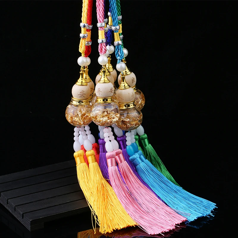 

Car Glass Bottle Gourd Pendant Gold Foil Bottom Double Spike Gourd Pendant Car Interior Accessories Car Pendant Pendant