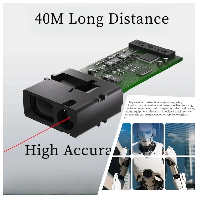 40m Laser Distance Sensor Module, 0.03-40m Range ±1mm Accuracy, RS485/UART, IP54, for Obstacle Avoidance/Industrial Automation