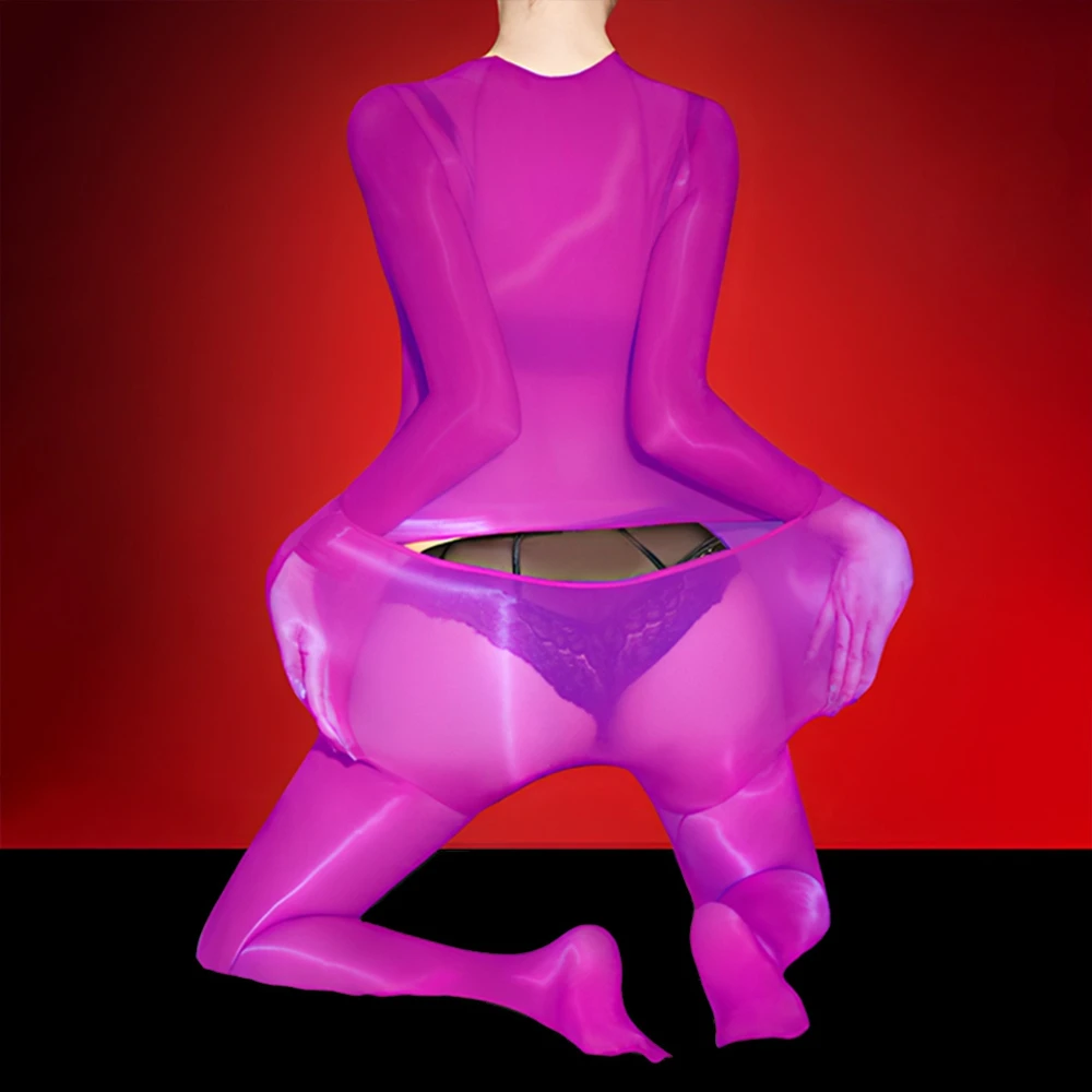 Women Sexy Lingerie Full Body Bodysuit Back Open Catsuit Oil Glossy Bodystocking Plus Size 5D Uniform Temptatio Erotic Leotard