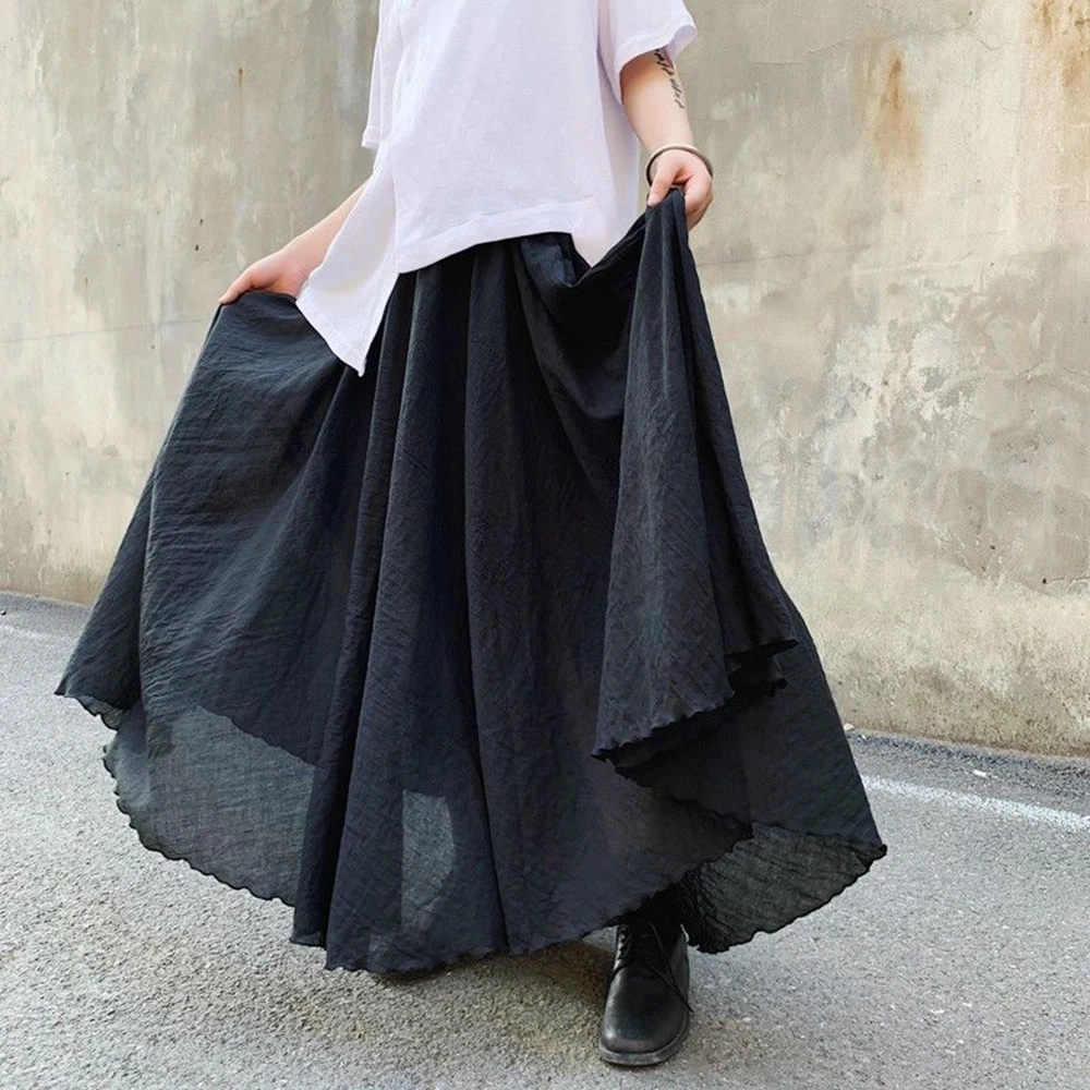 Y2k Dark Gothic Loose Flowy Skirt Pants Genderless Streetwear Fashion Nightclub Youth Trend Campus Casual Wide-Leg Pants Unisex