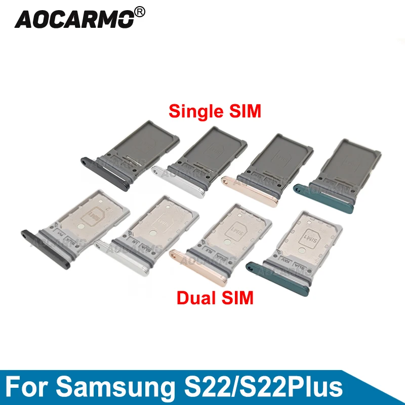 Aocarmo Single & Dual SIM Card Tray Card Slot Holder For Samsung Galaxy S22 Plus S22+ Replacement Parts