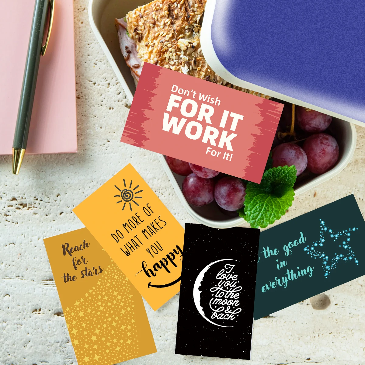 60 Stück tägliche Affirmationskarten, Mini-Notizkarte für inspirierende Mittagessen, motivierende Belohnungskarten, positive Affirmationserinnerungskarten