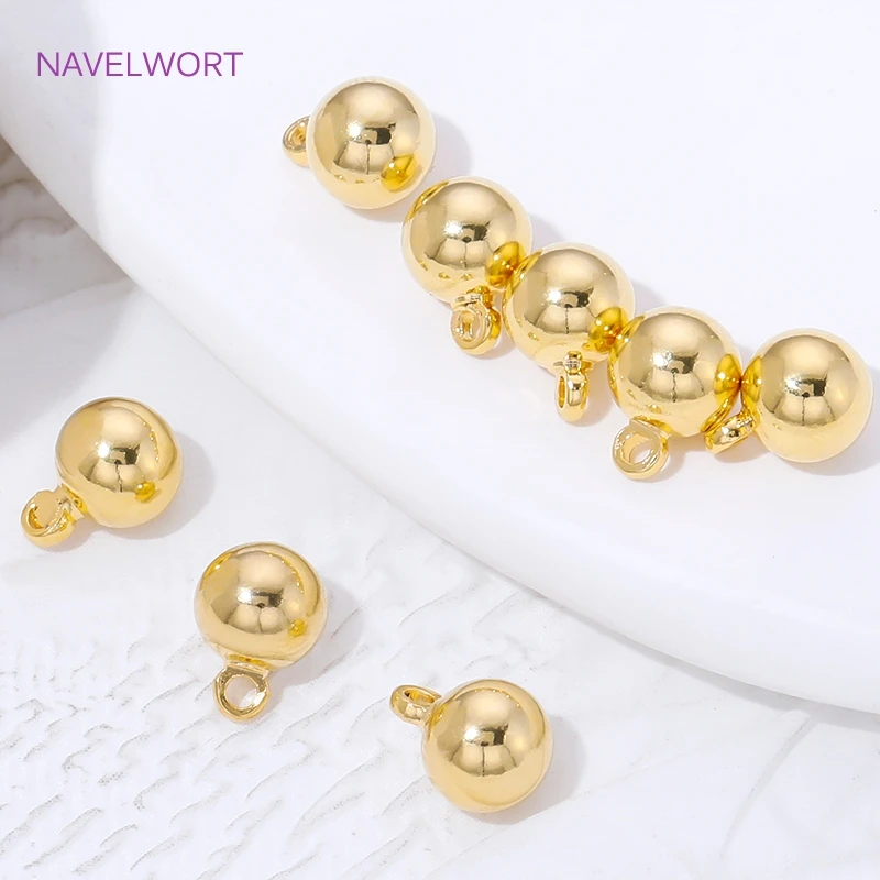3/4/5/6mm Brass Round Ball Bead Pendants 18K Gold Plated Solid Ball Pendant Charms For Bracelet Making,DIY Jewelry Accessories