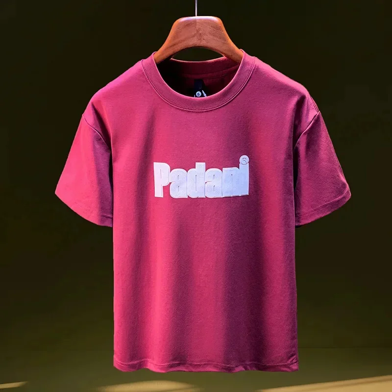 

3D letter offset printed flower short sleeved T-shirt for men's summer quick drying plus size loose casual versatile shirt