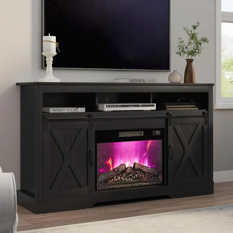 Farmhouse Fireplace TV Stand for 65+ Inch TV, Entertainment Center with 23