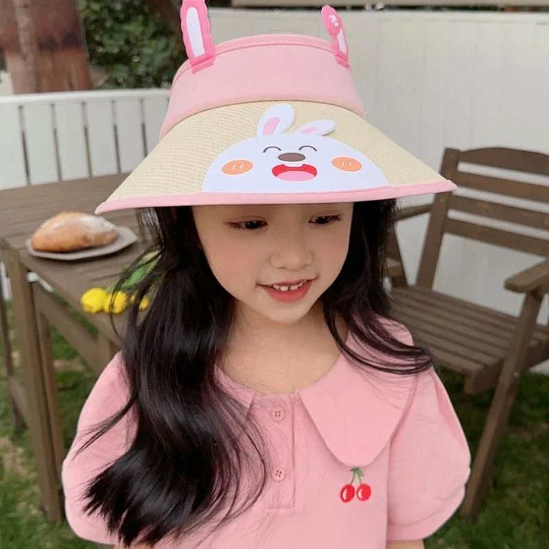 

Summer Children's Sun Hat Cute Girl Boy Cartoon Big Brim UV Resistant Hollow Top Adjustable Sun Newborn Photography Accessories