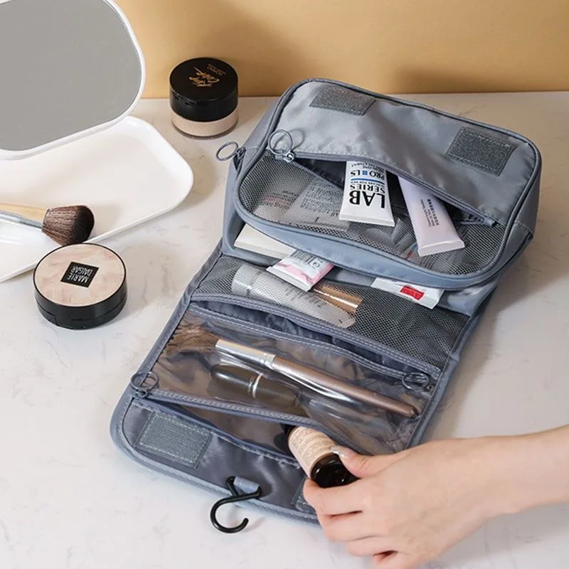 حقيبة مكياج للسفر ذات سعة عالية، حقيبة تخزين لمستلزمات التجميل، منظم مكياج للسفر، حقيبة تجميل مقاومة للماء، حقيبة غسيل الحمام
