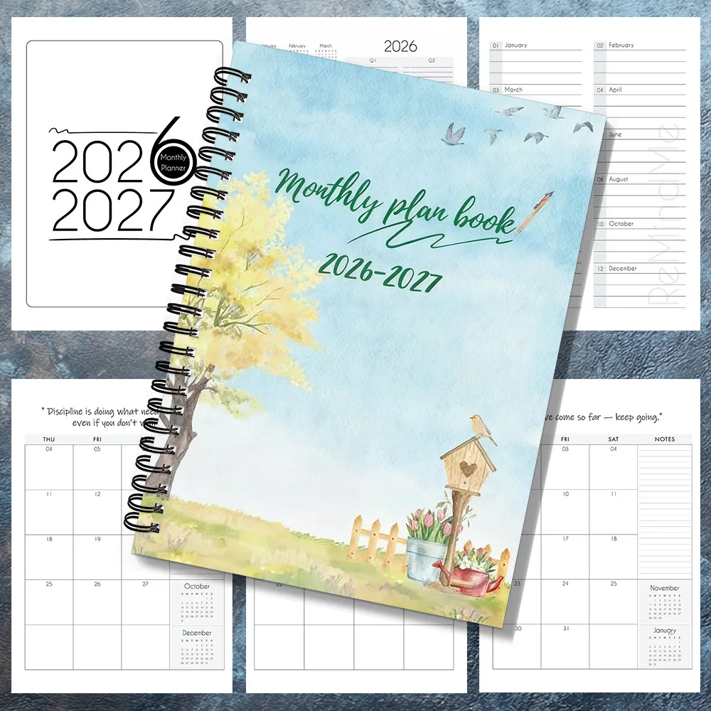 1 agenda 2026-2027, cuaderno de planificación académica, de enero de 2026 a diciembre de 2027, calendario de 24 meses con espiral, agenda anual
