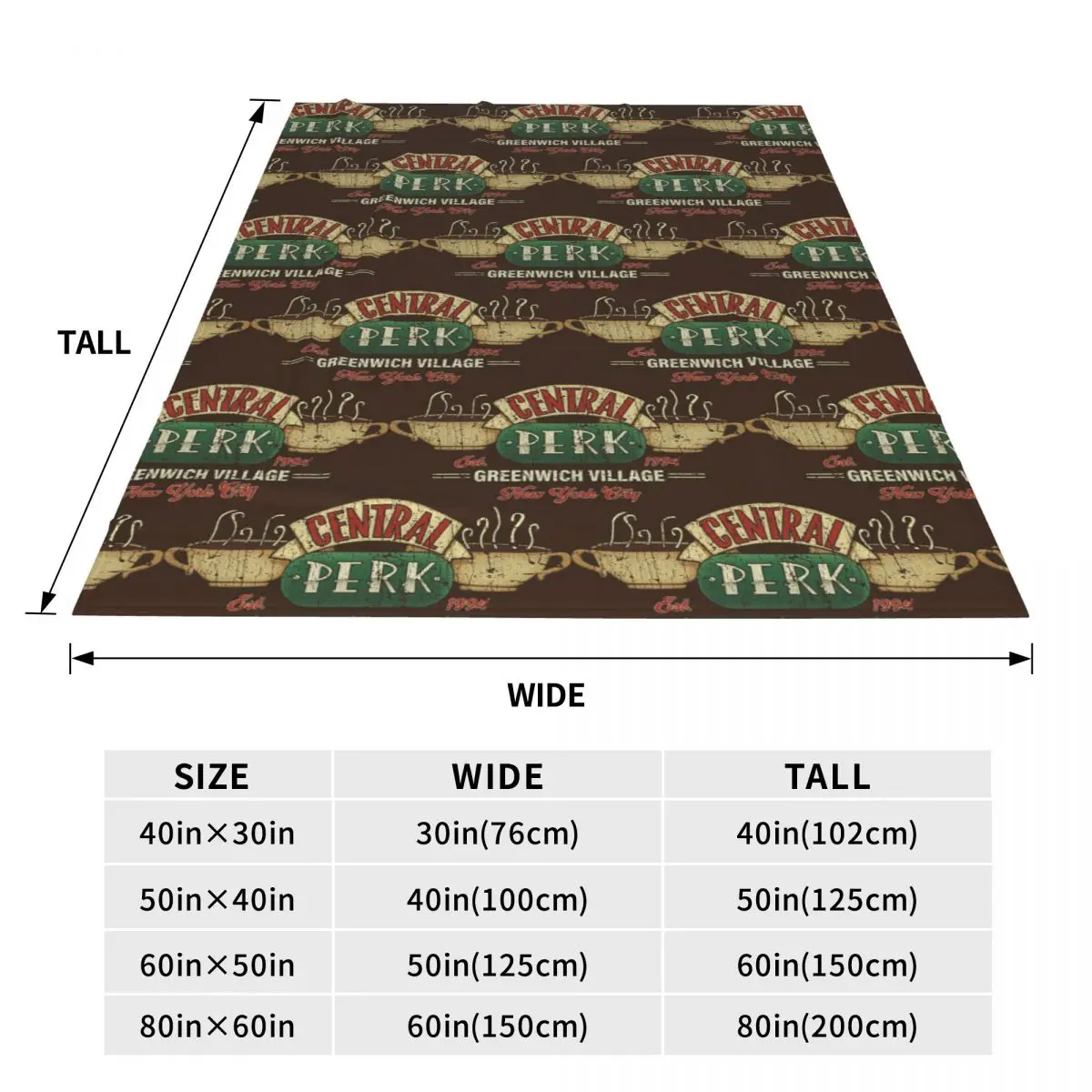Central Perk Friends Logo Blanket Flannel Sofa Throw Blanket Portable for Home Bedroom Throws Bedspread Quilt