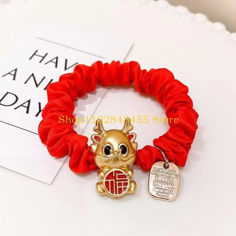 49MC Chinese New Year Hair Band Girl Braid Rubber Band Zodiac Dragon Hair Elastic - Image 4