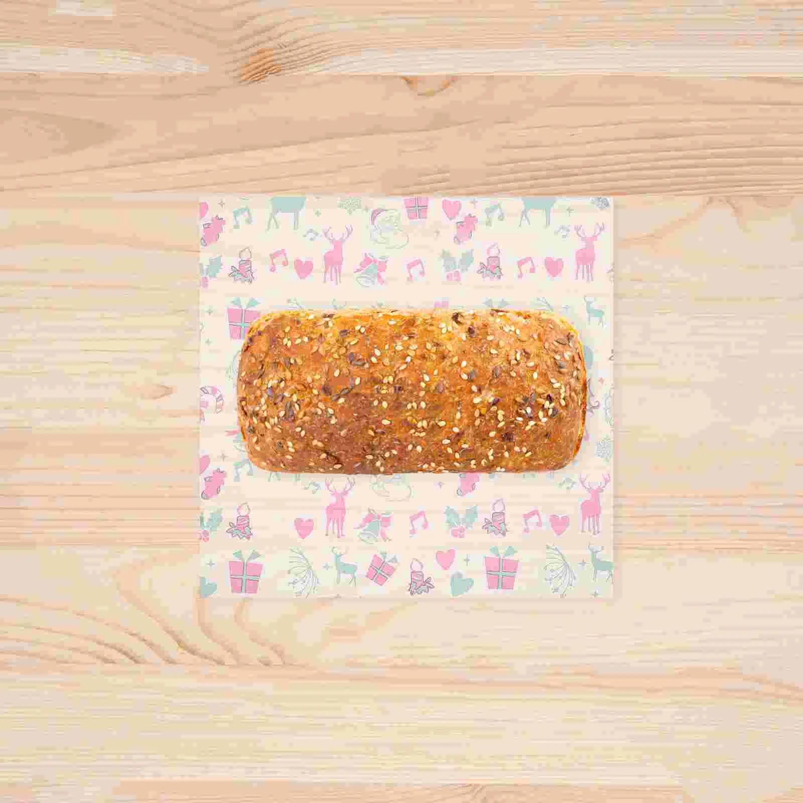 100pcs 18cm Christmas Oil Proof Food Wrapping Paper for Sandwiches Bread Cake Greaseproof Pan Liners Xmas Meal Prep Picnic Lunch