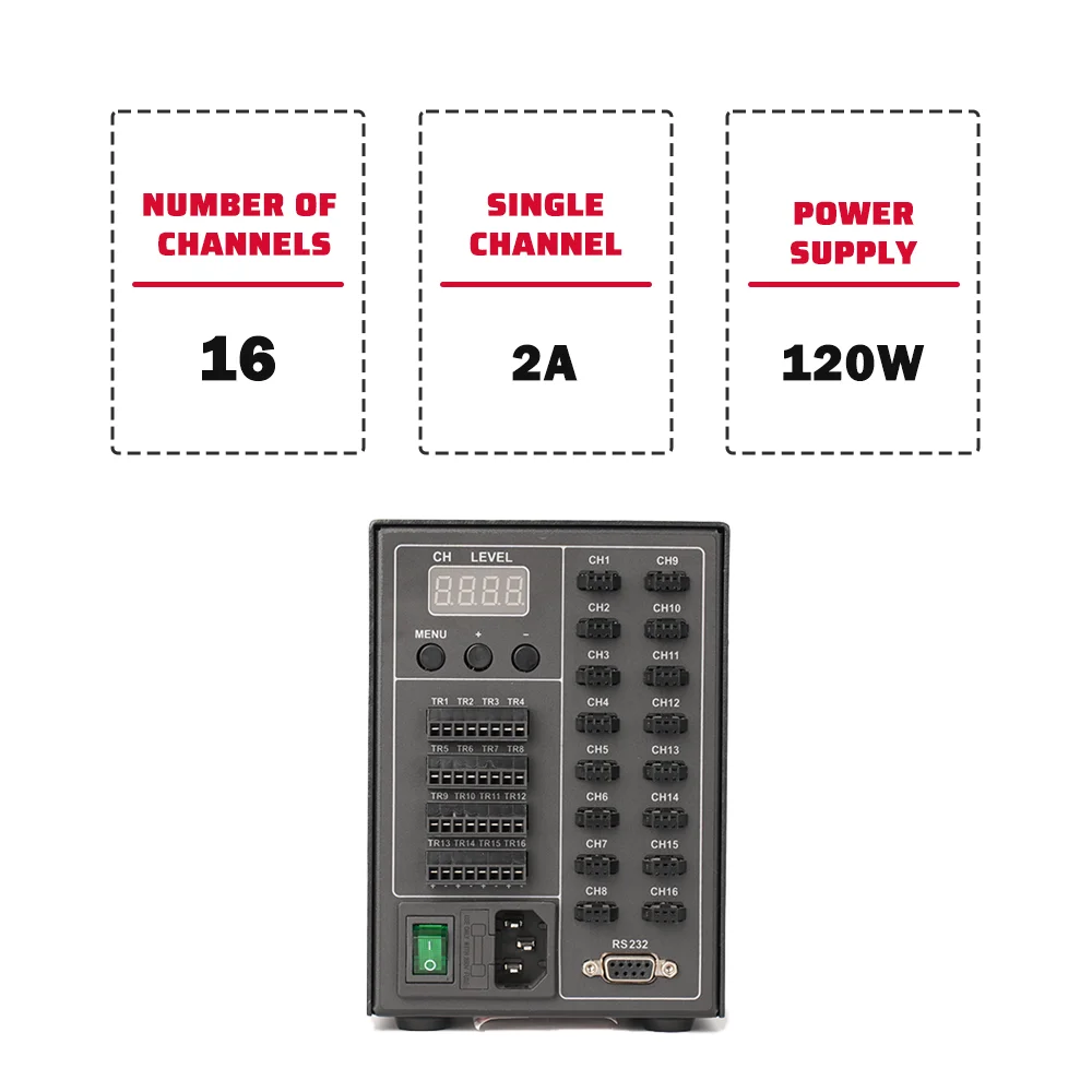 MUKEREN MKR-DPS 16-Channel PWM Digital Controller 3PIN2 Connection Aluminium Alloy Independent Control Each Light Source