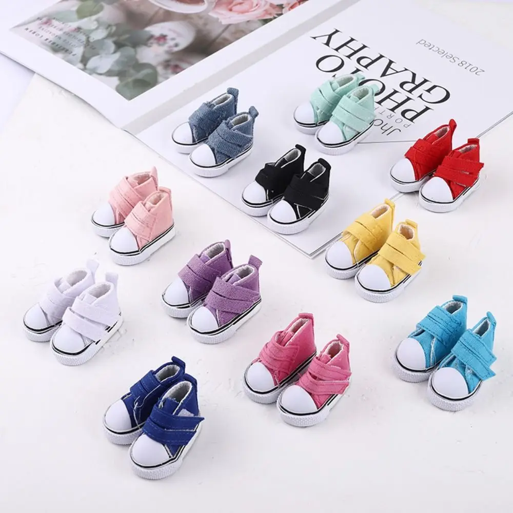 1 Pair Doll Shoes 5cm Length Doll Canvas Shoes DIY Plimsolls Doll Sneakers Mini High Top 1/6 Scale Mini Sneakers Blythe Doll Toy