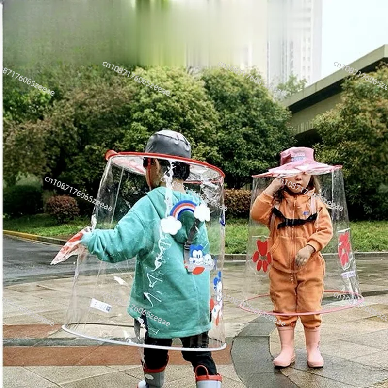 High-End and Cute Children's Cartoon Raincoat 360 Protection Rain Cover out Simple and Portable One-Piece Umbrella