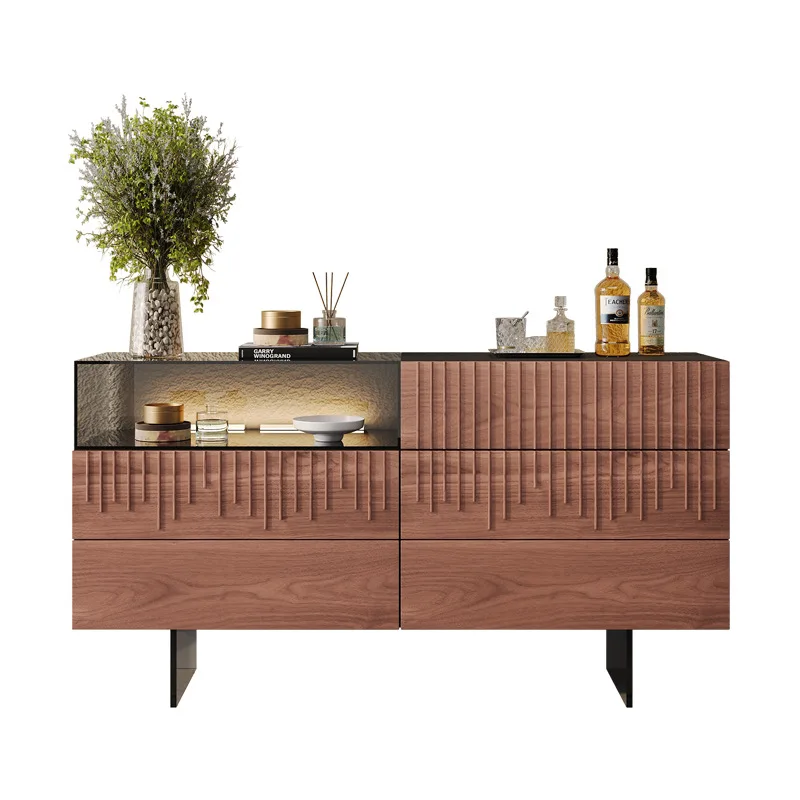 LTT Italian minimalist home living room storage display entrance cabinet light luxury modern glass side cabinet