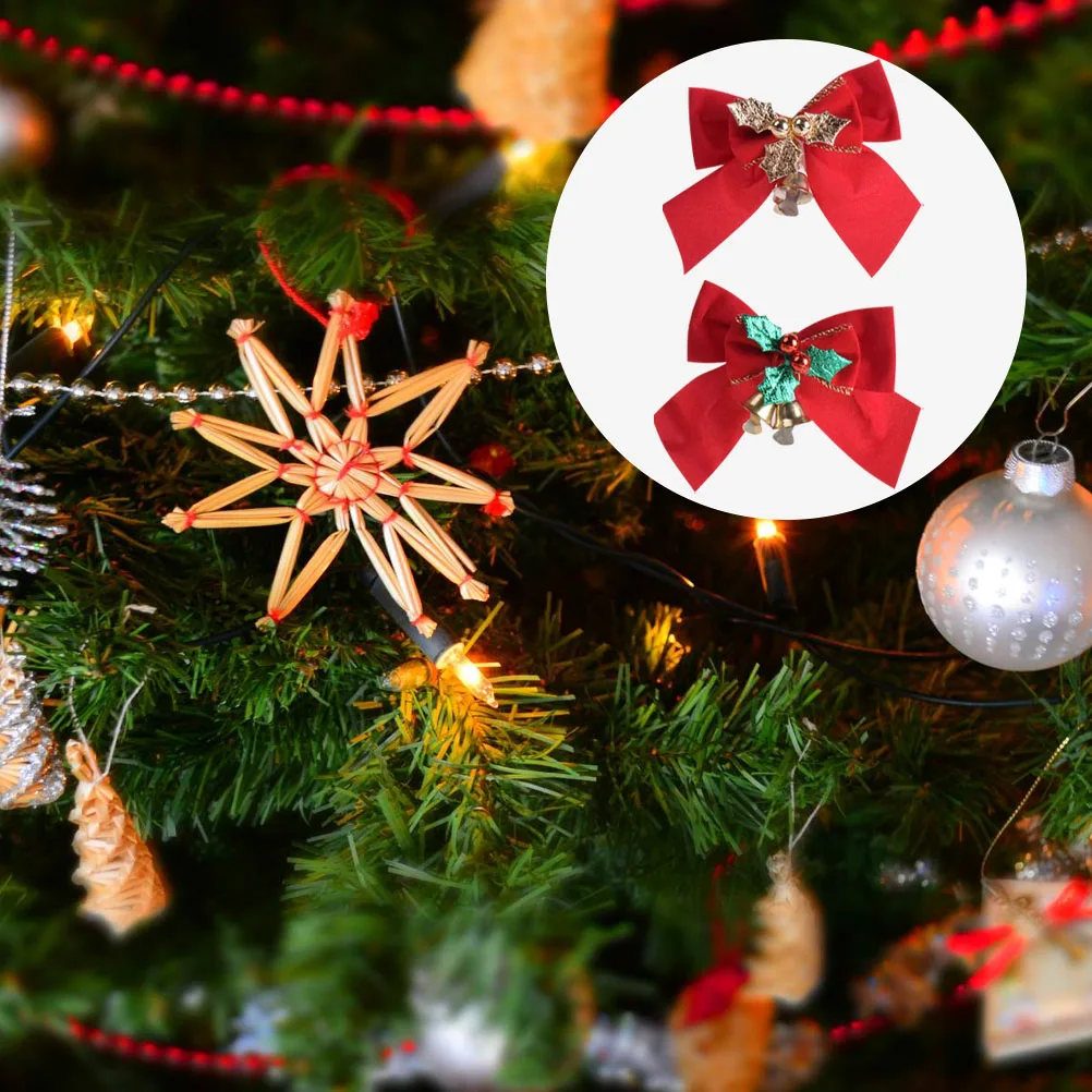 

20Pcs Christmas Bowknot Bell Pendant Colorful Hanging Ornament Xmas Tree Decorations Wedding Party Anniversary Decor