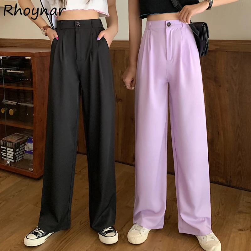 

Wide Leg Pants Women Full Length Vintage Casual Baggy Loose All-match High Waist Office Lady Temperament Cozy Street Retro BF