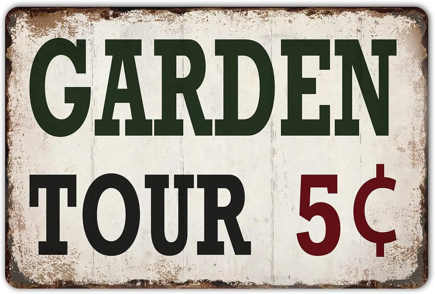 Vintage Metal Sign Garden Tours 5 Cents Cute Tin Sign Home Cafe Bedroom Wall Decoration Easter Mother;s Day Best Gifts for Frien