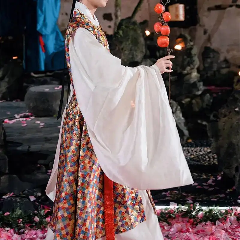 Traditional Hanfu Dark Flower Gauze Large Sleeve Ming Dynasty Style Dao Robe Chinese Hanfu Male Ancient Student Vintage Costume - view 4